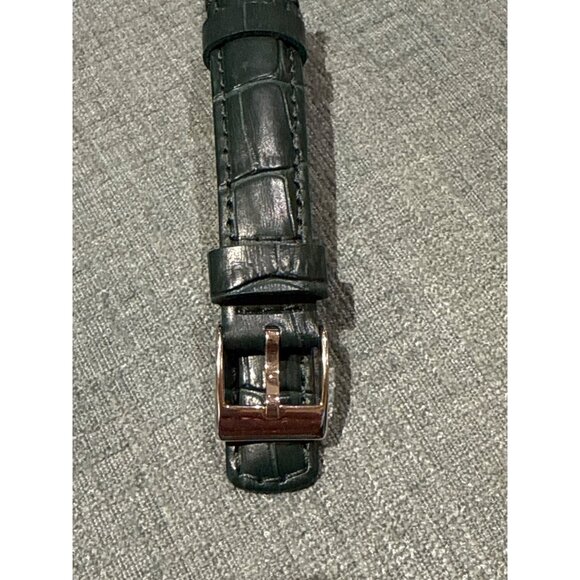 Leather Watch Band16mm Deep Green Crocodile-Embossed Top Grain  With Silver Buck - Picture 2 of 7